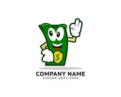 papiergeld stripfiguur mascotte logo sjabloon vector