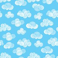 Abstract swirl cloud naadloze patroon. Blauwe hemelachtergrond vector