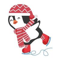 schattige pinguïn schaatsen cartoon vector