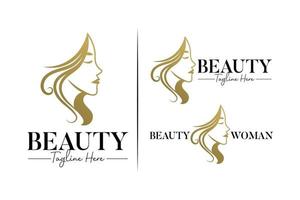 mooie vrouw gouden set logo sjabloon vector