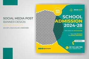 terug naar school toelating banner wereld onderwijs dag sociale media post vector sjabloonontwerp gratis download