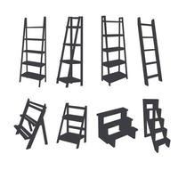 verzameling van ladder plank silhouet vector