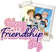 happy Friendship Day-logo met een foto van tieners vector