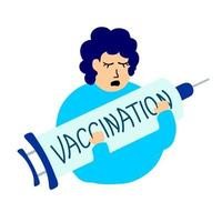vaccinatieillustratie over het onderwerp pandemie en preventie van coronavirusinfectie. injectie van het vaccin en serum. geneeskunde tijdens een epidemie. vector