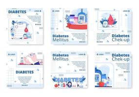 diabetes testen post sjabloon platte ontwerp illustratie bewerkbaar van vierkante achtergrond geschikt voor gezondheidszorg sociale media of wenskaarten vector