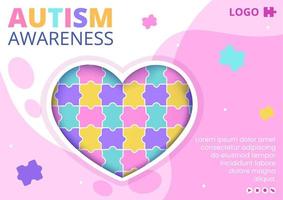 wereld autisme bewustzijn dag brochure sjabloon vlakke afbeelding bewerkbare vierkante achtergrond geschikt voor sociale media of wenskaarten vector