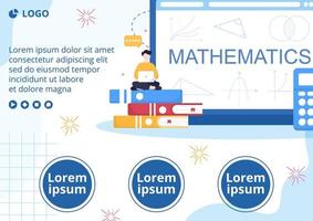 leren wiskunde onderwijs en kennis brochure sjabloon vlakke afbeelding bewerkbare vierkante achtergrond geschikt voor sociale media of web vector