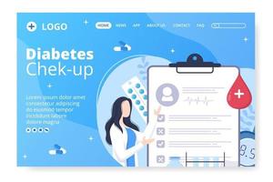 diabetes testen bestemmingspagina sjabloon platte ontwerp illustratie bewerkbaar van vierkante achtergrond geschikt voor gezondheidszorg sociale media of wenskaarten vector