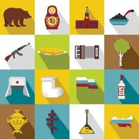 Rusland iconen set, vlakke stijl vector