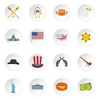 usa iconen set, vlakke stijl vector