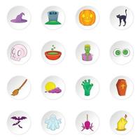 halloween iconen set, cartoon stijl vector