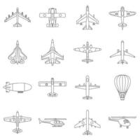 luchtvaart iconen set, Kaderstijl vector