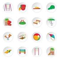 kinderspeeltuin iconen set, cartoon stijl vector