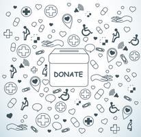 doneer, liefdadigheid voor medische en gezondheid achtergrond vector