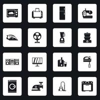 huishoudelijke apparaten iconen set, eenvoudige stijl vector