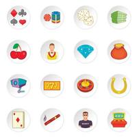 casino iconen set, cartoon stijl vector