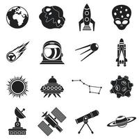 ruimte iconen set, eenvoudige stijl vector