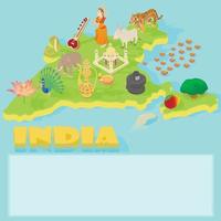 indiase kaart, cartoonstijl vector