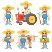 boer concept set, cartoon stijl vector