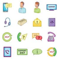 callcenter iconen set, cartoon stijl vector