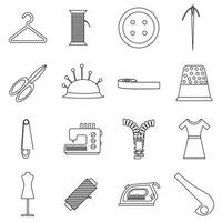 kleermaker tools iconen set, Kaderstijl vector