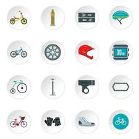 fietsen iconen set, vlakke stijl vector