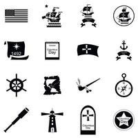 Columbus dag iconen set, cartoon stijl vector