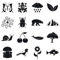 natuur items iconen set, eenvoudige stijl vector