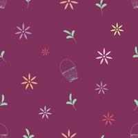 naadloos patroon met bloemen, blad en mand. kleurrijk patroon, modern design. vectorillustratie. vector