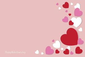 gelukkige valentijnsdag met handschrift, veel mooie hartvorm op roze achtergrond. vectorillustratie. vector