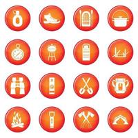 camping iconen vector set