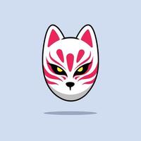 schattig kitsune masker cartoon vector pictogram illustratie. dierlijke pictogram concept geïsoleerde premie vector. platte cartoonstijl
