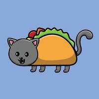 schattige kat taco cartoon vector pictogram illustratie. dierlijke foodicon concept geïsoleerde premium vector. platte cartoonstijl