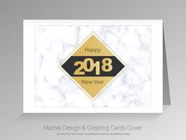 2018 Gelukkig Nieuwjaar concept, symbolen van het begin en de viering, marmer wenskaarten vector achtergrond.