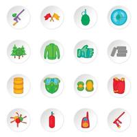 paintball iconen set, cartoon stijl vector