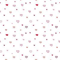 naadloos patroon met verschillende handgetekende rode en roze romantische harten vector