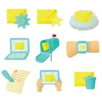 e-mail iconen set, cartoon stijl vector