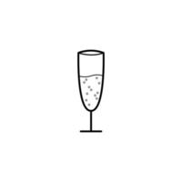 een glas champagne lineaire pictogram. contour symbool. vector geïsoleerde schets