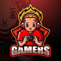 gamer jongen mascotte esport logo ontwerp vector