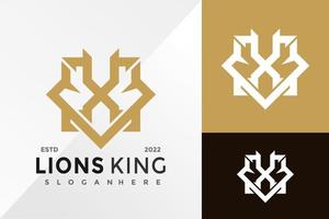 gouden leeuw hoofd merk identiteit logo ontwerp vector illustratie sjabloon