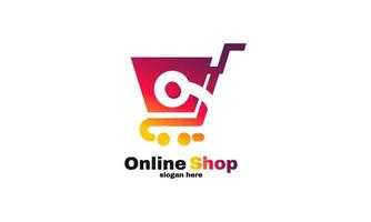 voorraad vector online winkel logo ontwerpen sjabloon illustratie vectorafbeelding van trolly