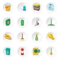 huishoudelijke elementen iconen set, cartoon stijl vector