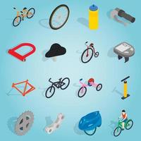 fiets set pictogrammen, isometrische 3D-stijl vector