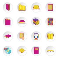 boeken iconen set, cartoon stijl vector