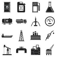 olie-industrie items iconen set, eenvoudige stijl vector