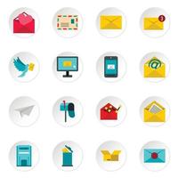 e-mail iconen iconen set, vlakke stijl vector