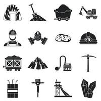 mijnwerker iconen set, eenvoudige stijl vector