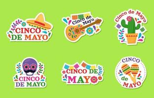 kleurrijke cinco de mayo stickerset vector