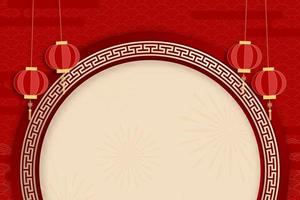 chinese nieuwjaarsachtergrond met oosterse hangende lantaarndecoratie vector