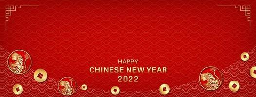 chinees nieuwjaar banner achtergrond voor 2022 jaar van de tijger vector